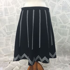Spense chevron border blue & white knit skirt M